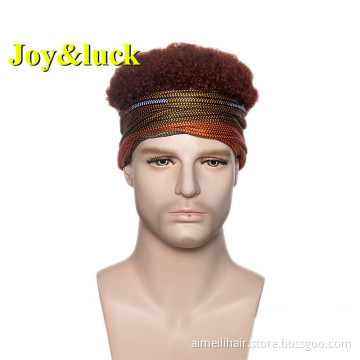 Wholesale Male Head Band Ombre Hairband Brown Afro Kinky Curly Short Wig for Men Headband Wig for Black Women Synthetic Hair Wig